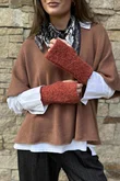 Boucle Fingerless Gloves Rust Melange